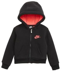Girls Black and Pink NIKE Zip Hoodie Jacket